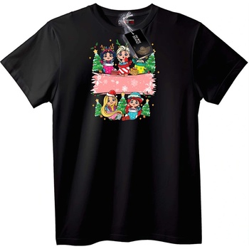 NOONEBRAND Тениска Коледни принцеси - 3XL, Black