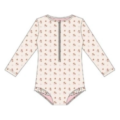 Swim Essentials детски цял бански с къдрички дълъг ръкав и UV защита UPF50+ - "Cozy Hearts (SWE-2025SE186)