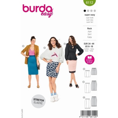 Střih Burda číslo 6112 pouzdrová sukně s pružným pasem – Zboží Dáma