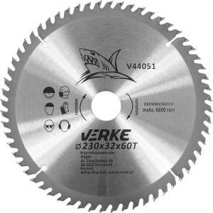 VERKE Режещ диск с твърдосплавни пластини 230x32мм 60T 66348 (V44051)