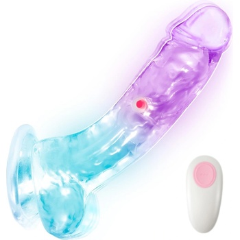 SuperLove LED Vibrating Dildo with Balls & Remote Small