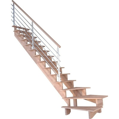 StarWood Schody Lindos Pro bukové levé 100cm otevřené design. nerez. zábradlí