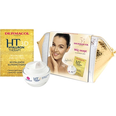 Dermacol Hyaluron revitalizačná zlupovacia pleťová maska s arganovým olejom 15 ml + remodelačný denný krém s kyselinou hyalurónovou 50 ml darčeková sada