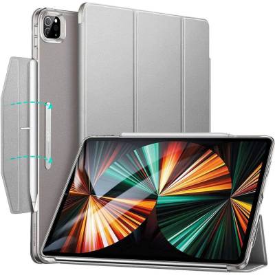 ESR Ascend Trifold Case - полиуретанов калъф с поставка и отделение за Apple Pencil 2 за iPad Pro 12.9 M1 (2021) (сребрист)