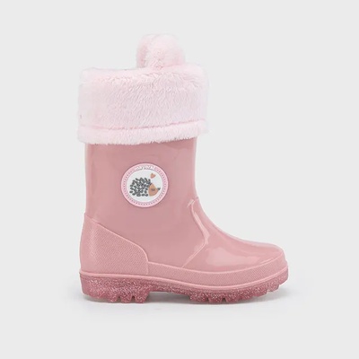 Mayoral Гумени ботуши в розово с таралеж и плюшени детайли за мини момиче Майорал
