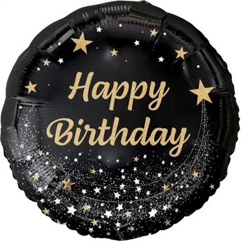 Godan Балон от фолио - черно / златист - Happy birthday