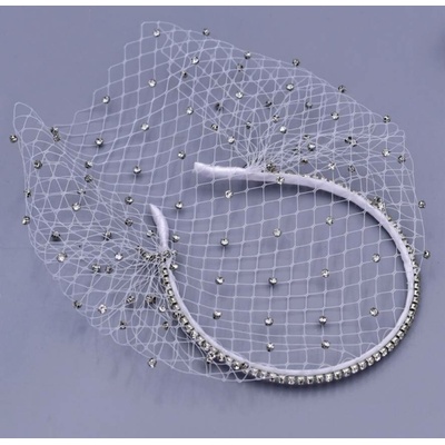 Naishide Jewelry Krystalová čelenka do vlasů se závojem Druh barvy: Bílá