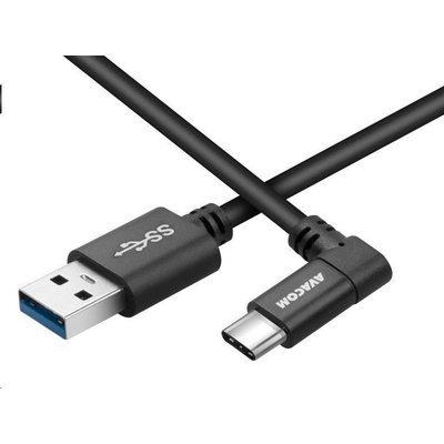 Dátový a nabíjací kábel USB - USB Type-C, 100cm, konektor v uhle 90 °, čierny