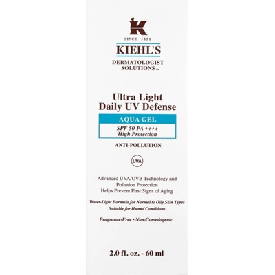Kiehl's Dermatologist Solutions Ultra Light Daily UV Defense Aqua Gel SPF 50 PA++++ ултра лек защитен флуид за всички видове кожа, включително и чувствителна SPF 50+ 60ml