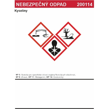 Nebezpen odpad 200114 - Kyseliny Samolepka PVC A6 (148 x 105 mm) od ...