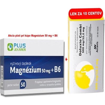 PlusLekáreň Magnézium 50 mg + B6 50 tabliet