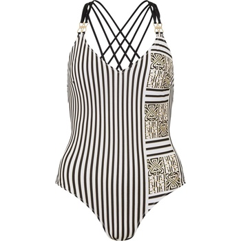 Biba Бански костюм Biba Women's Kayla Plunge Swimsuit - Logo Stripe
