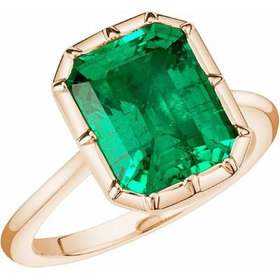 Eppi Zlatý bezel prsten s emerald lab grown smaragdem Moly R47170