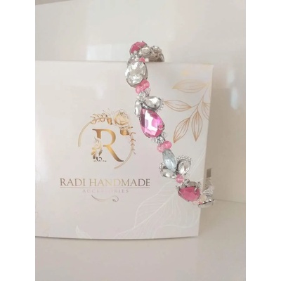 Radi handmade Официална диадема с розови и прозрачно-бели камъни (398)