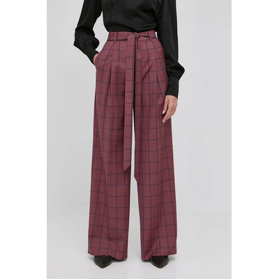Custommade Вълнен панталон Custommade дамски в бордо с широка каройка, с висока талия (999495508)