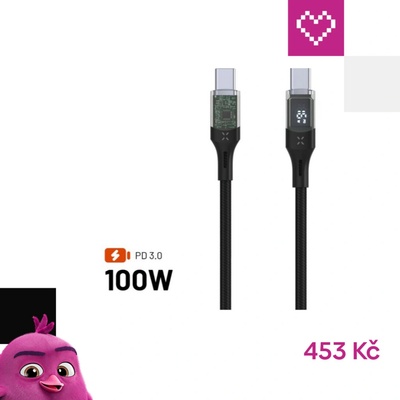 Fixed FIXDD-CC2-BK s konektory USB-C/USB-C a podporou PD, 2m, černý