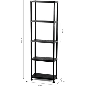 Smart storage СТЕЛАЖ PVC SMART STORAGE 180x60x30 5 РАФТА 20кг НА РАФТ ЧЕРЕН (1806030520PLBK)