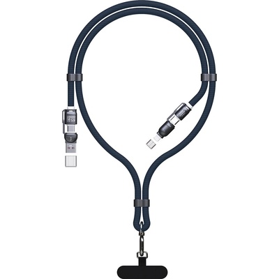Dudao L20MAX multifunkční 4v1 s popruhem na na rameno / USB-A / USB-C / Apple modrý
