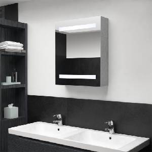 vidaXL LED шкаф с огледало за баня, бетонно сив, 50x14x60 см (326479)