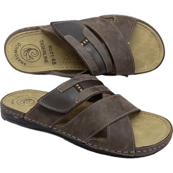 Image 1 of vili-shop Кафяви мъжки чехли в голям размер, с възможност за раширяване на свода