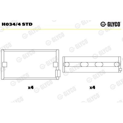 Ložiska klikové hřídele GLYCO H034/4 STD - sada