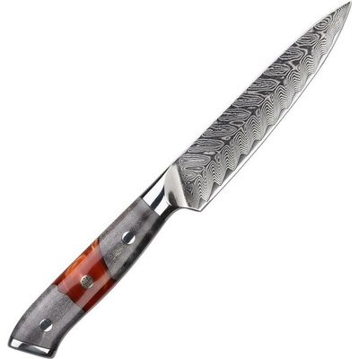 IZMAEL Damaškový kuchynský nôž Yamiyo Utility/Červená/Sivá 12 cm