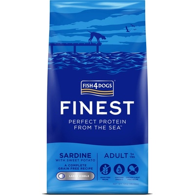 Fish4Dogs Adult Large Finest sardinka se sladkými bramborami 12 kg