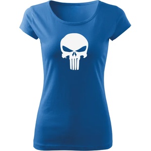 DRAGOWA дамска тениска с къс ръкав, Punisher, синя, 150г/м2 (5021)