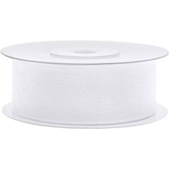 Party Deco Панделка от шифон, бяла, 25 мм/ 25 м