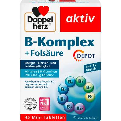 Doppelherz aktiv B-комплекс + фолиева киселина с удължено освобождаване - 45 таблетки