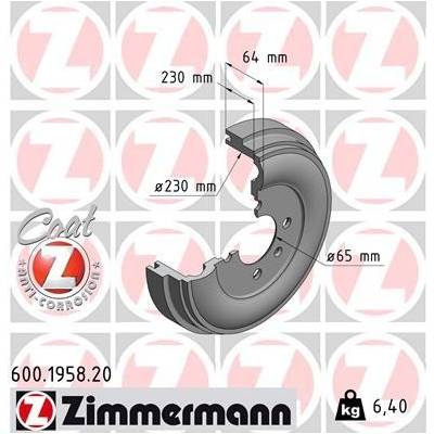Brzdový bubon ZIMMERMANN 600.1958.20