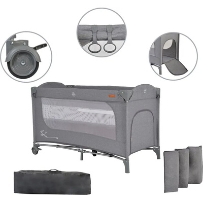 Cangaroo Детска кошара Skyglow 2 сив