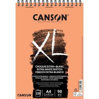 Canson XL Extra White Sketch Skicák v kroužkové vazbě A4 90g 60 listů