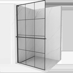 Mexen Kioto+ L душ параван с рафт Walk-in 120 x 200 cm, черна решетка, черно - 800-120-123-70-77 (800-120-123-70-77)