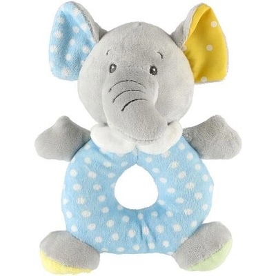 Teddies Chrastítko slon plyš 14x19cm šedé/modré