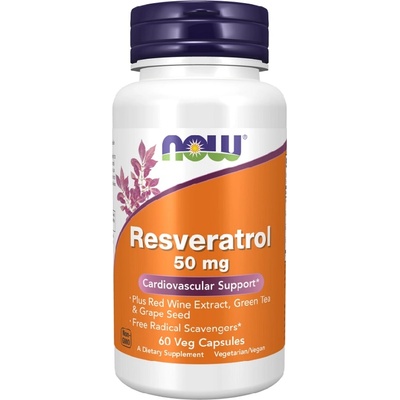 NOW NOW Natural Resveratrol 50mg, 60 Veg Capsules