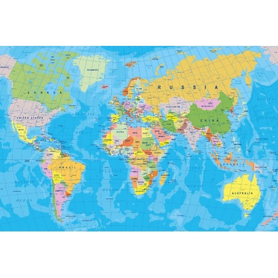 DIMEX ART Флизелинов фототапет карта на света върху глобус 375 x 250 см