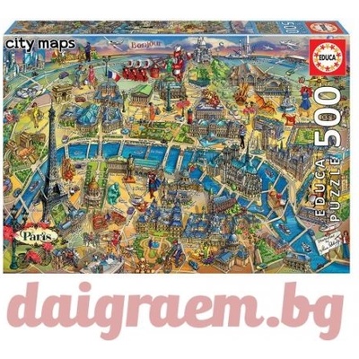 Educa Пъзел educa 18452 - 500 части - Карта на Париж (edu18452)