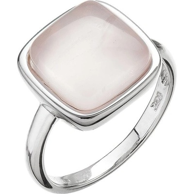 Evolution Group Stříbrný prsten čtverec s pravým růženínem 15029.3