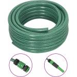vidaXL Градински маркуч с монтажен комплект, зелен, 0, 5", 30 м, PVC (154372)