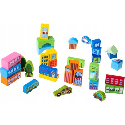KIK KX6904 Moje malé město stavební kostky ze dřeva 100 ks