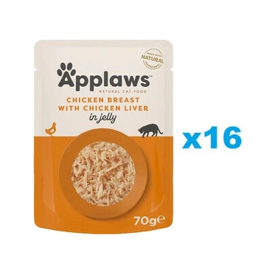 Applaws Cat Adult Kuřecí prsa s játry v želé 16 x 70 g