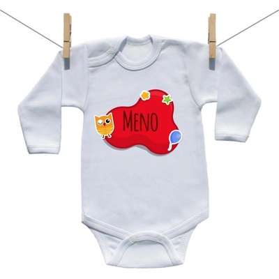 Boodyy Body s dlhým rukávom Červená bublina s menom dieťatka