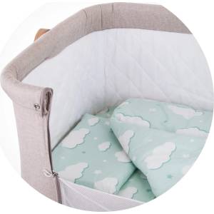 Chipolino Бебешки спален комплект за мини кошара Chipolino - Облаче, Мента (KOSCLOSET09MC)