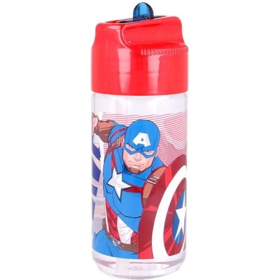 STOR Marvel Avengers plastová s výsuvnou slámkou Transparent Tritan 430 ml