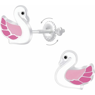 Nefertitis stříbrné náušnice Něžné labutě na šroubek NF51803 8 x 8 mm 0,62 g