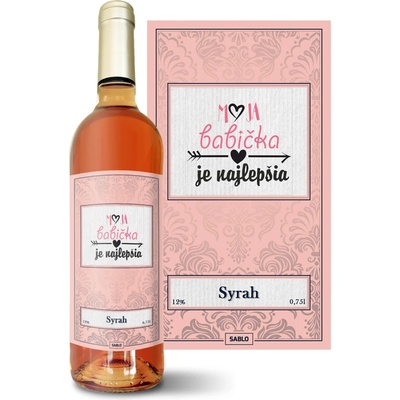 Sablio Moja babička je najlepšia Syrah ružové suché víno 12 % 0,75 l (čistá fľaša)