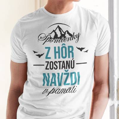 Tričko s potlačou Spomienky z hôr Biela