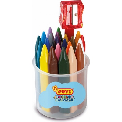 Jovi Pastelky voskové trojhranné 24 ks ořezávátko v kelímku – Zboží Dáma