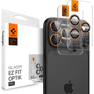 SPIGEN Glass tR EZ Fit Optik Pro 2 бр. , оранжев - iPhone 17/16/15/14 Pro / 17/16/15/14 Pro Max (AGL10123)